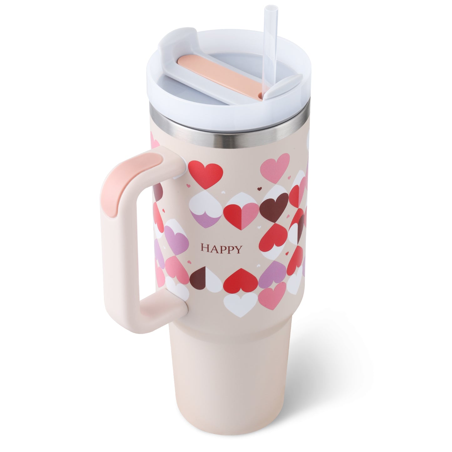 Valentines Day Gift Thermal Mug | 40oz |Straw Coffee Insulation Cup With Handle | Stainless Steel Water Bottle | BPA Free |Thermal Mug